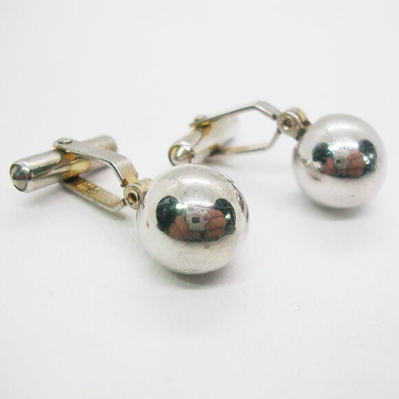 Vintage Destino Designer Cuff Links silver tone Marble front classic Formal Wear - Picture 1 of 3